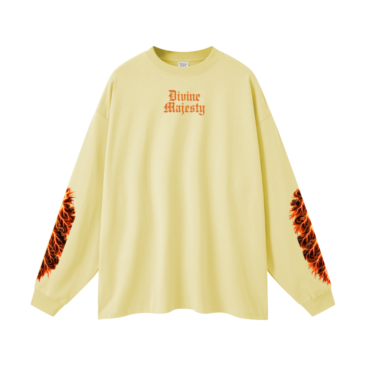 305GSM Unisex Premium Heavyweight Double-Yarn Plain Fabric Earth-Tone Basic Layering Long sleeve Yellow
