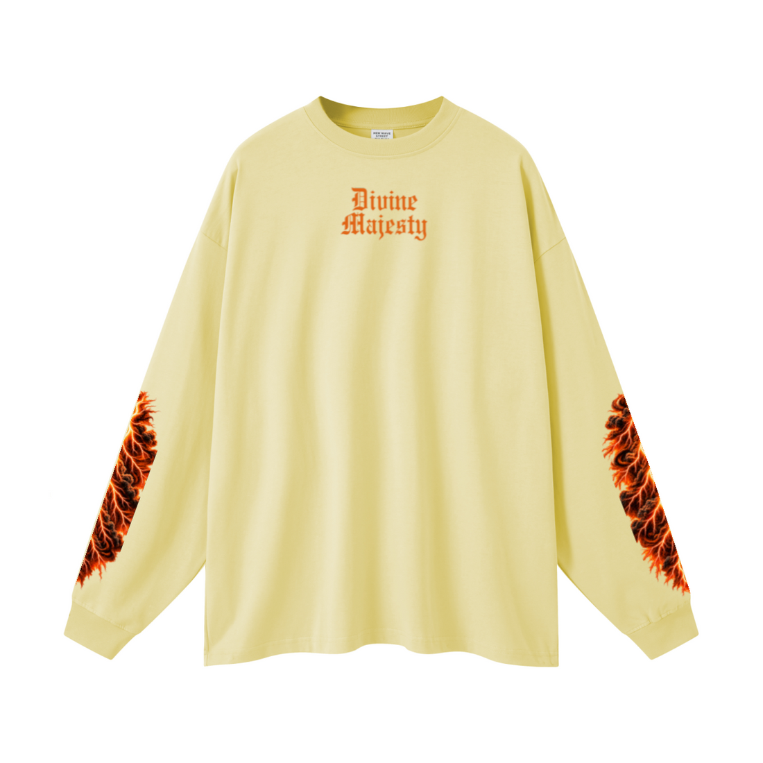 305GSM Unisex Premium Heavyweight Double-Yarn Plain Fabric Earth-Tone Basic Layering Long sleeve Yellow