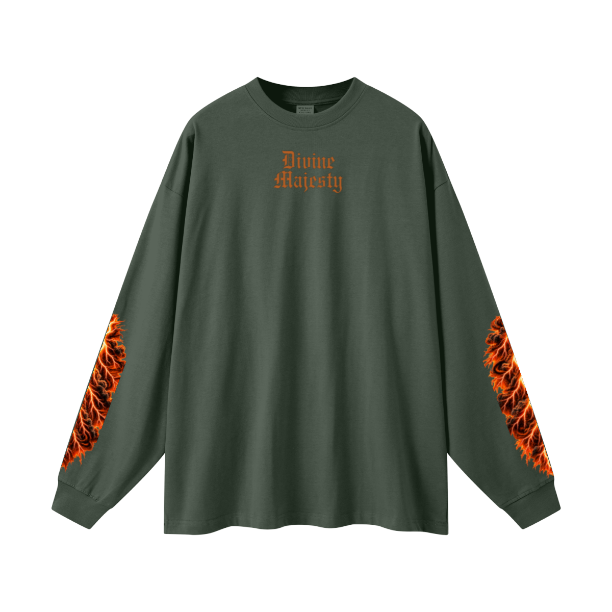 305GSM Unisex Premium Heavyweight Double-Yarn Plain Fabric Earth-Tone Basic Layering Long sleeve Dark Green
