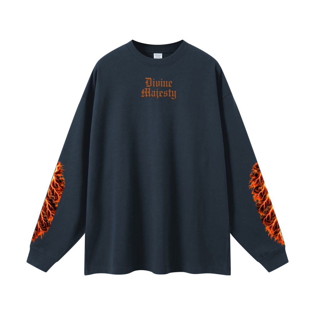 305GSM Unisex Premium Heavyweight Double-Yarn Plain Fabric Earth-Tone Basic Layering Long sleeve Navy Blue
