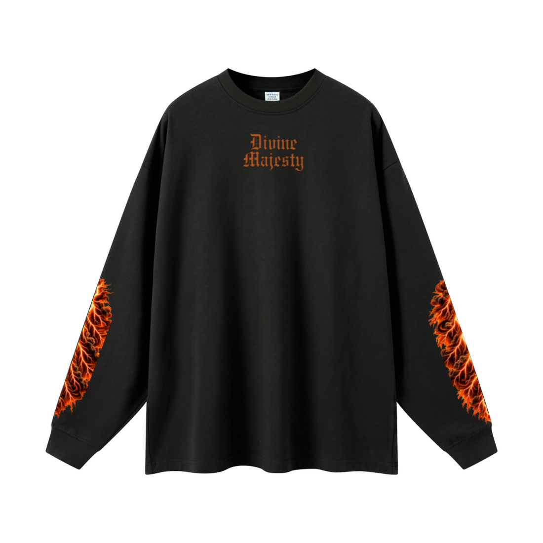 305GSM Unisex Premium Heavyweight Double-Yarn Plain Fabric Earth-Tone Basic Layering Long sleeve Black