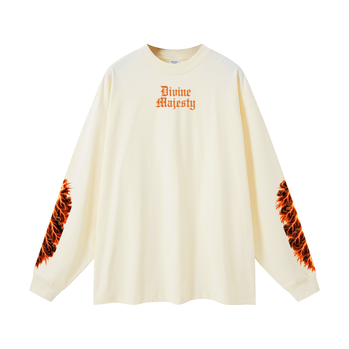 305GSM Unisex Premium Heavyweight Double-Yarn Plain Fabric Earth-Tone Basic Layering Long sleeve Milk Tea White