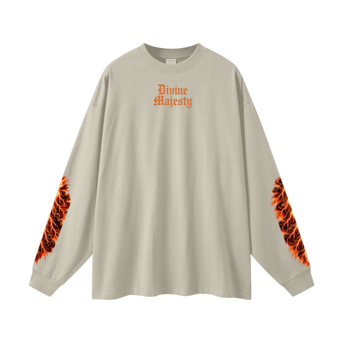 305GSM Unisex Premium Heavyweight Double-Yarn Plain Fabric Earth-Tone Basic Layering Long sleeve Sand