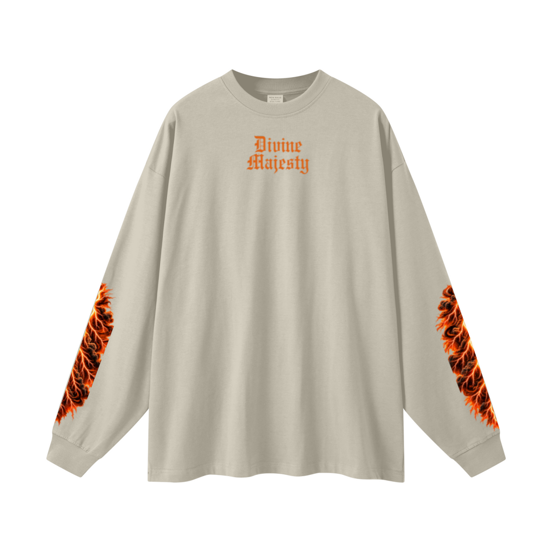 305GSM Unisex Premium Heavyweight Double-Yarn Plain Fabric Earth-Tone Basic Layering Long sleeve Sand