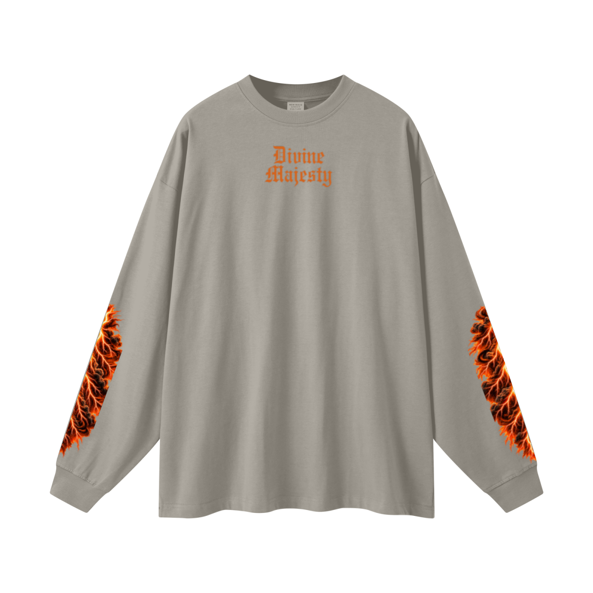 305GSM Unisex Premium Heavyweight Double-Yarn Plain Fabric Earth-Tone Basic Layering Long sleeve Grey Camel