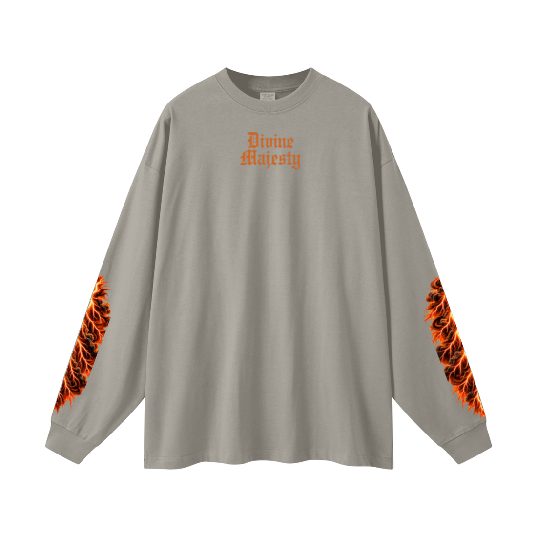 305GSM Unisex Premium Heavyweight Double-Yarn Plain Fabric Earth-Tone Basic Layering Long sleeve Grey Camel
