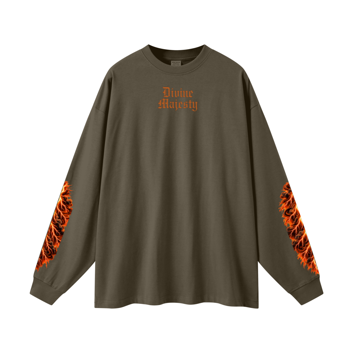 305GSM Unisex Premium Heavyweight Double-Yarn Plain Fabric Earth-Tone Basic Layering Long sleeve Brown