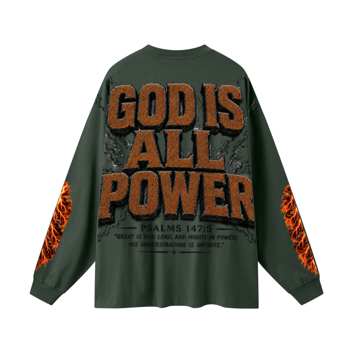 305GSM Unisex Premium Heavyweight Double-Yarn Plain Fabric Earth-Tone Basic Layering Long sleeve Dark Green