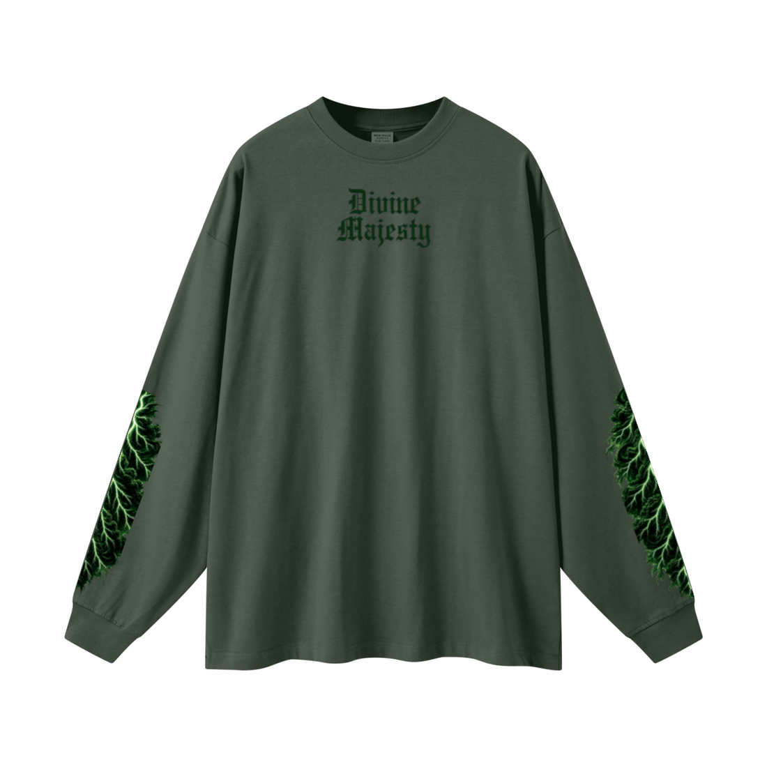 305GSM Unisex Premium Heavyweight Double-Yarn Plain Fabric Earth-Tone Basic Layering Long sleeve Dark Green