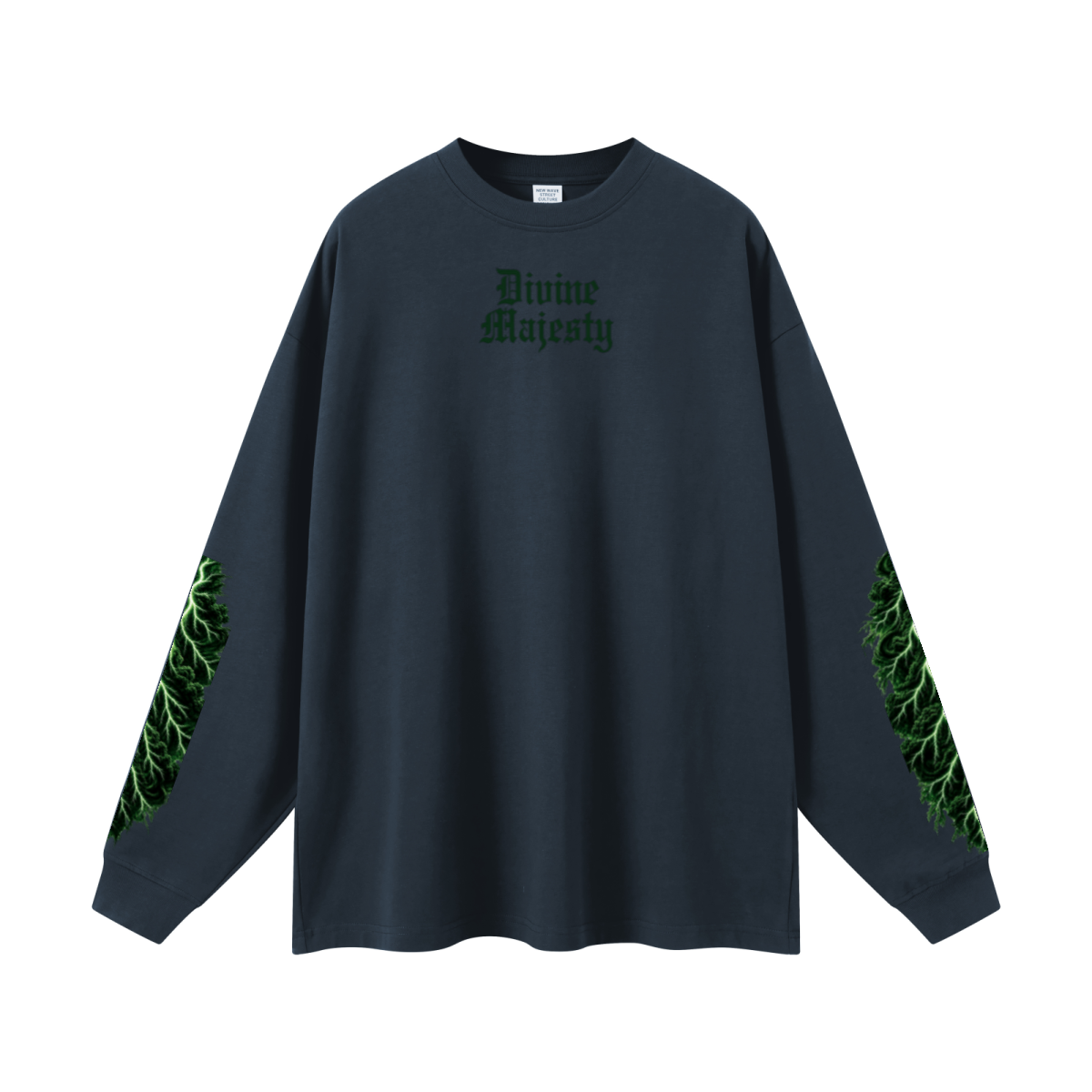 305GSM Unisex Premium Heavyweight Double-Yarn Plain Fabric Earth-Tone Basic Layering Long sleeve Navy Blue