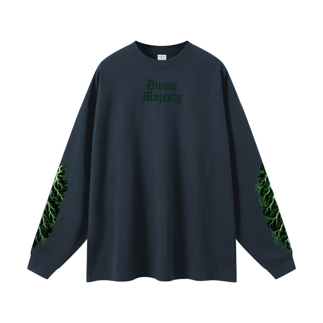 305GSM Unisex Premium Heavyweight Double-Yarn Plain Fabric Earth-Tone Basic Layering Long sleeve Navy Blue