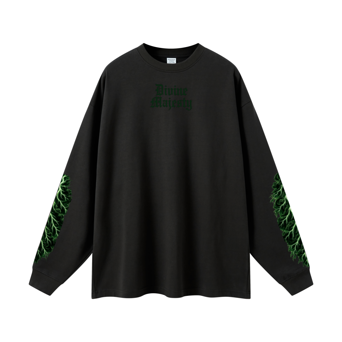 305GSM Unisex Premium Heavyweight Double-Yarn Plain Fabric Earth-Tone Basic Layering Long sleeve Black