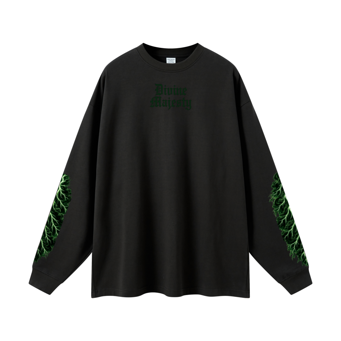 305GSM Unisex Premium Heavyweight Double-Yarn Plain Fabric Earth-Tone Basic Layering Long sleeve Black