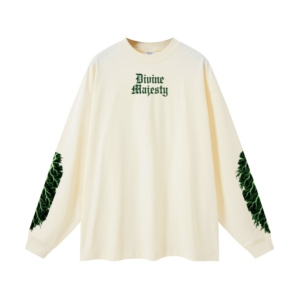 305GSM Unisex Premium Heavyweight Double-Yarn Plain Fabric Earth-Tone Basic Layering Long sleeve Milk Tea White