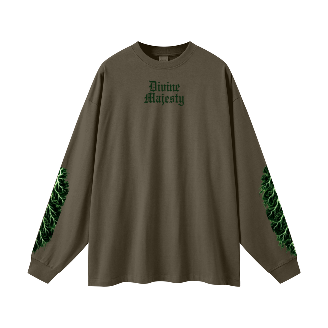 305GSM Unisex Premium Heavyweight Double-Yarn Plain Fabric Earth-Tone Basic Layering Long sleeve Brown