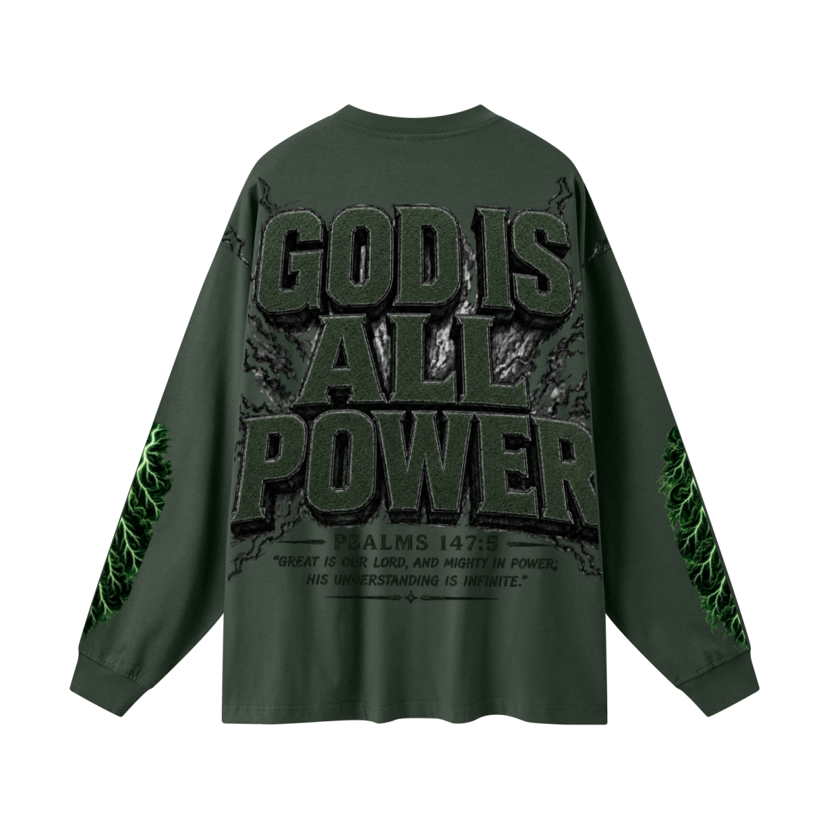 305GSM Unisex Premium Heavyweight Double-Yarn Plain Fabric Earth-Tone Basic Layering Long sleeve Dark Green
