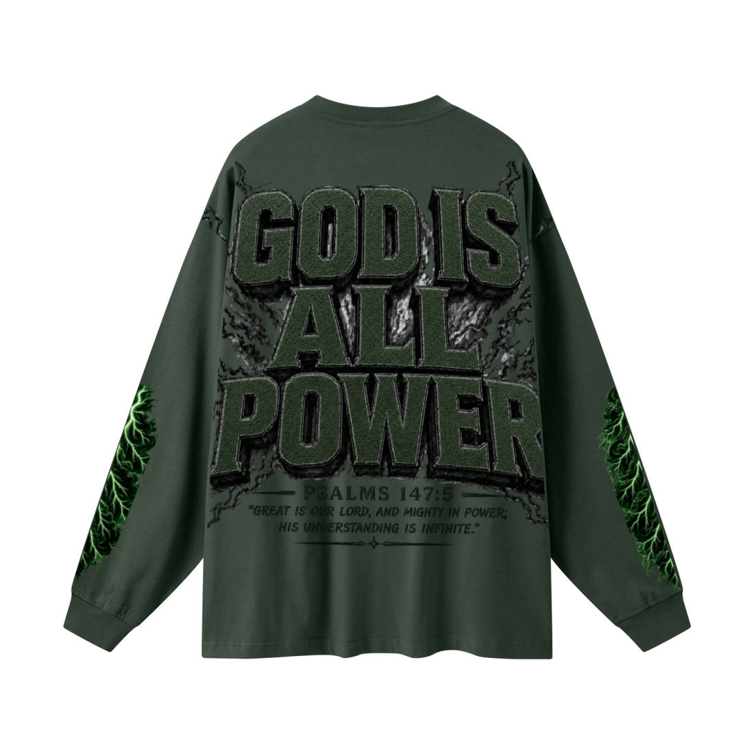 305GSM Unisex Premium Heavyweight Double-Yarn Plain Fabric Earth-Tone Basic Layering Long sleeve Dark Green