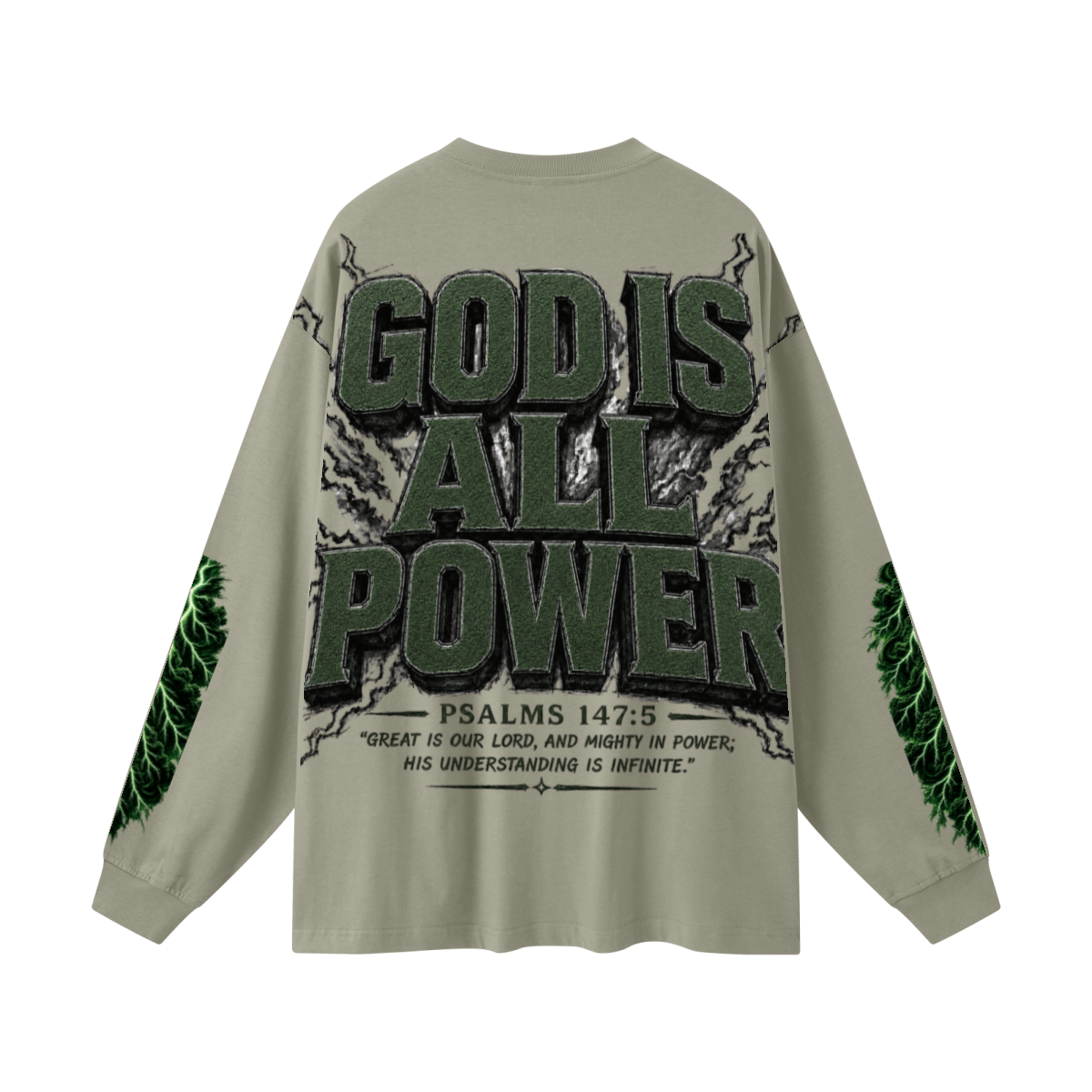305GSM Unisex Premium Heavyweight Double-Yarn Plain Fabric Earth-Tone Basic Layering Long sleeve Grey Green