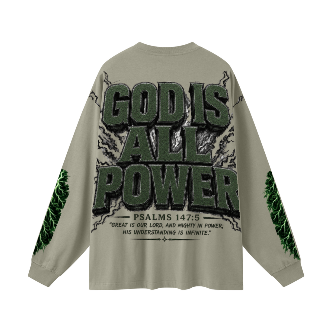 305GSM Unisex Premium Heavyweight Double-Yarn Plain Fabric Earth-Tone Basic Layering Long sleeve Grey Green
