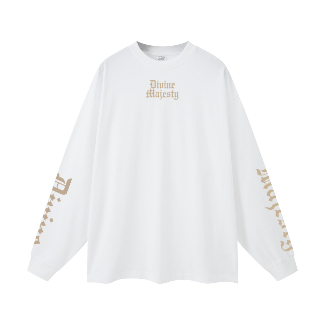 305GSM Unisex Premium Heavyweight Double-Yarn Plain Fabric Earth-Tone Basic Layering Long sleeve White