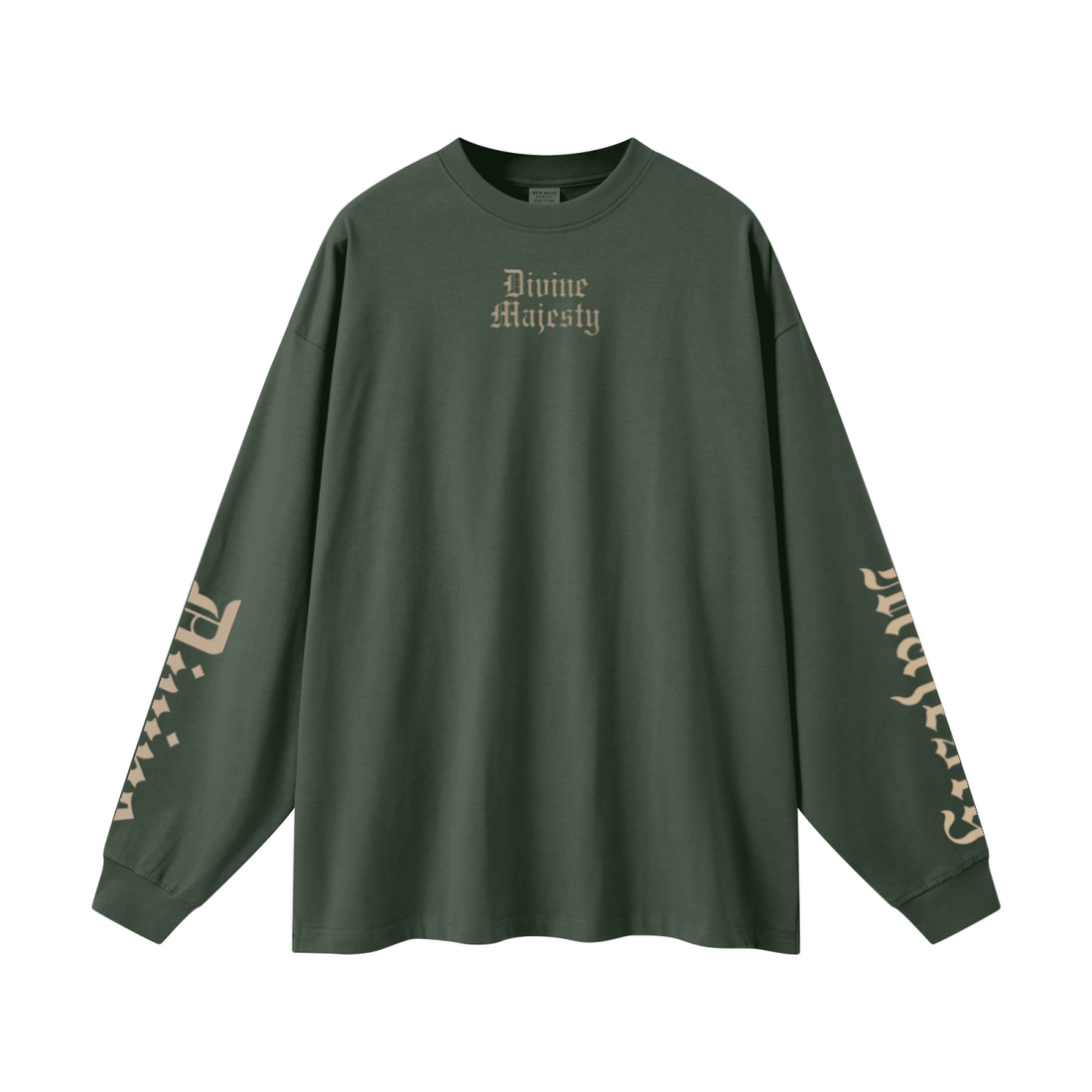 305GSM Unisex Premium Heavyweight Double-Yarn Plain Fabric Earth-Tone Basic Layering Long sleeve Dark Green