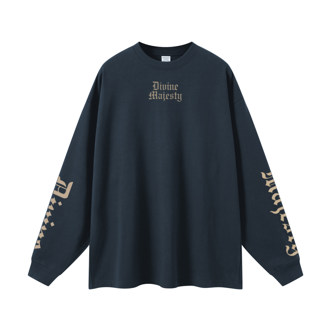 305GSM Unisex Premium Heavyweight Double-Yarn Plain Fabric Earth-Tone Basic Layering Long sleeve Navy Blue