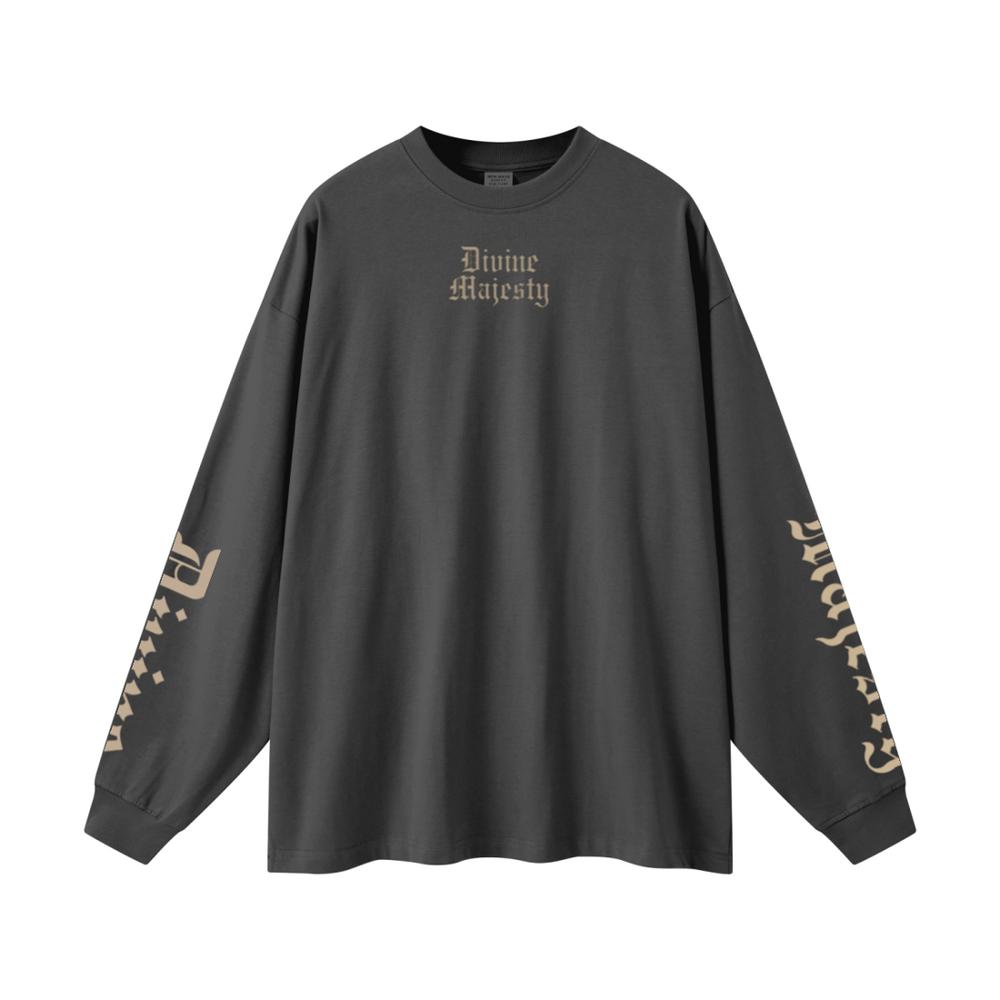 305GSM Unisex Premium Heavyweight Double-Yarn Plain Fabric Earth-Tone Basic Layering Long sleeve Carbon Grey