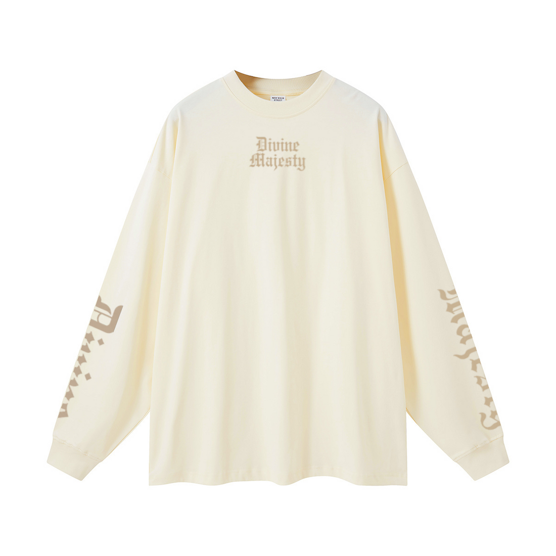 305GSM Unisex Premium Heavyweight Double-Yarn Plain Fabric Earth-Tone Basic Layering Long sleeve Milk Tea White
