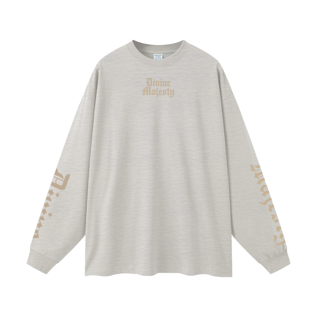 305GSM Unisex Premium Heavyweight Double-Yarn Plain Fabric Earth-Tone Basic Layering Long sleeve Oatmeal Grey