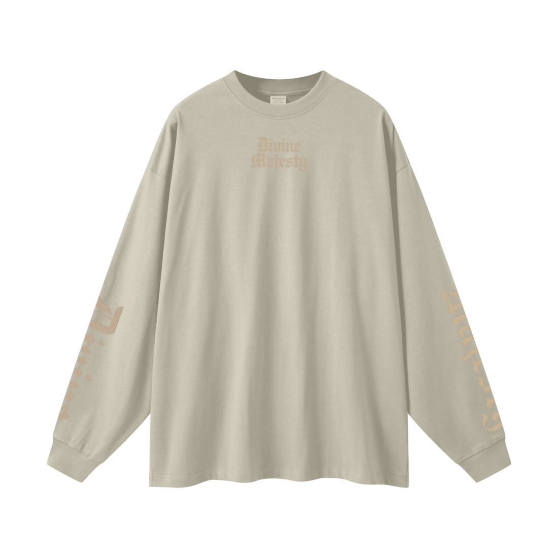 305GSM Unisex Premium Heavyweight Double-Yarn Plain Fabric Earth-Tone Basic Layering Long sleeve Sand