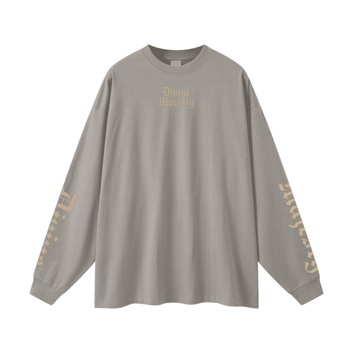 305GSM Unisex Premium Heavyweight Double-Yarn Plain Fabric Earth-Tone Basic Layering Long sleeve Grey Camel