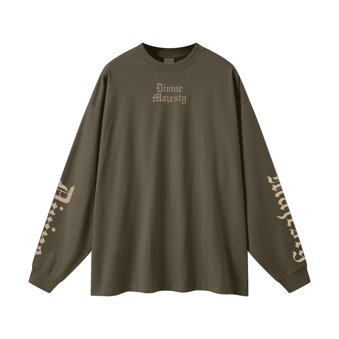 305GSM Unisex Premium Heavyweight Double-Yarn Plain Fabric Earth-Tone Basic Layering Long sleeve Brown