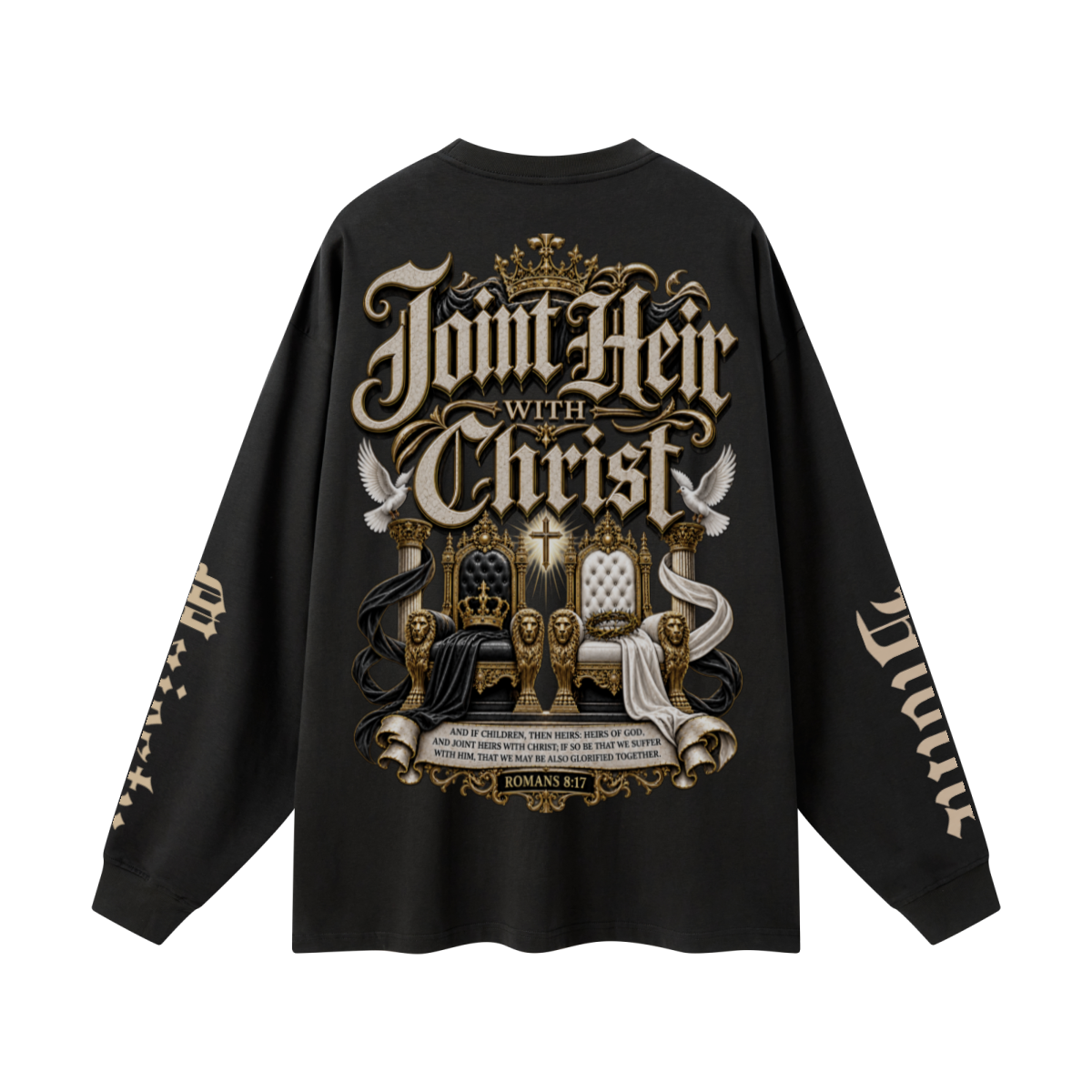 305GSM Unisex Premium Heavyweight Double-Yarn Plain Fabric Earth-Tone Basic Layering Long sleeve Black