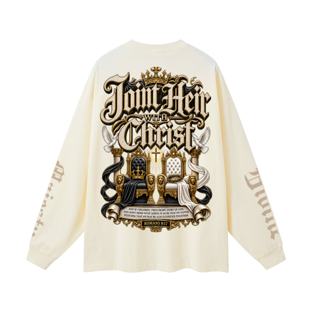 305GSM Unisex Premium Heavyweight Double-Yarn Plain Fabric Earth-Tone Basic Layering Long sleeve Milk Tea White