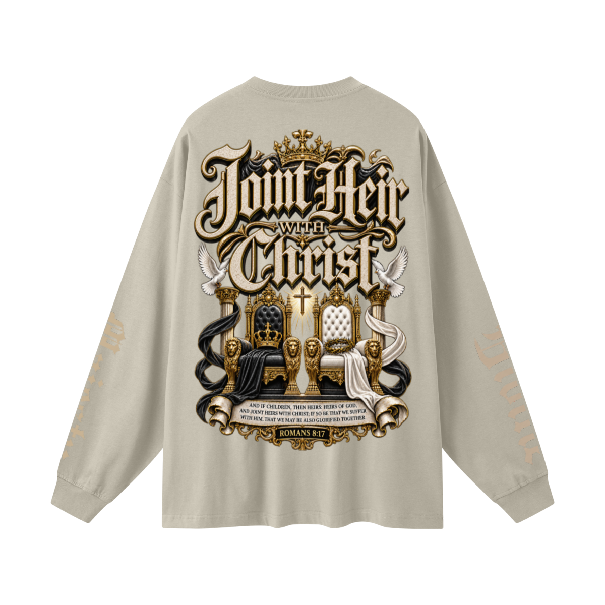 305GSM Unisex Premium Heavyweight Double-Yarn Plain Fabric Earth-Tone Basic Layering Long sleeve Sand