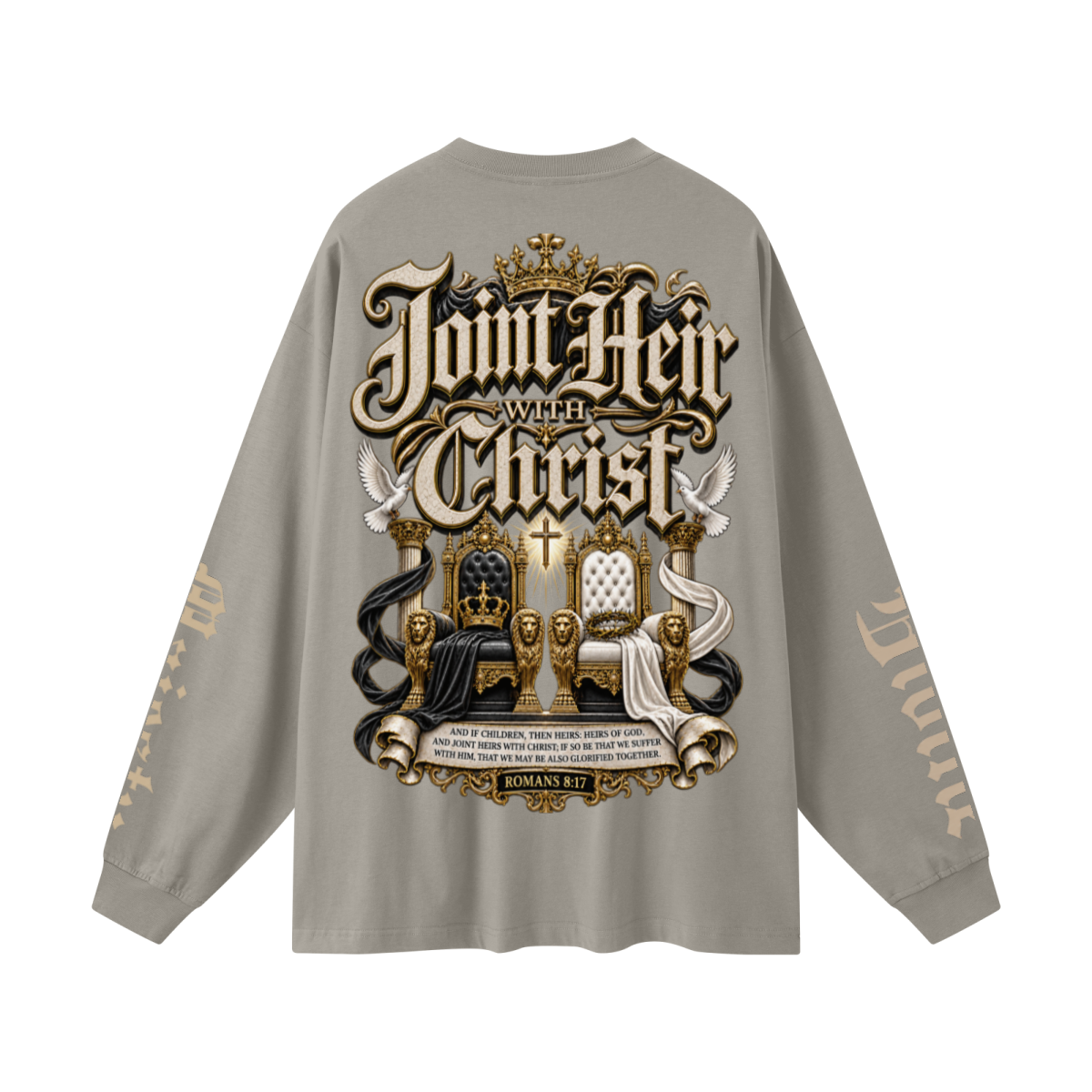 305GSM Unisex Premium Heavyweight Double-Yarn Plain Fabric Earth-Tone Basic Layering Long sleeve Grey Camel