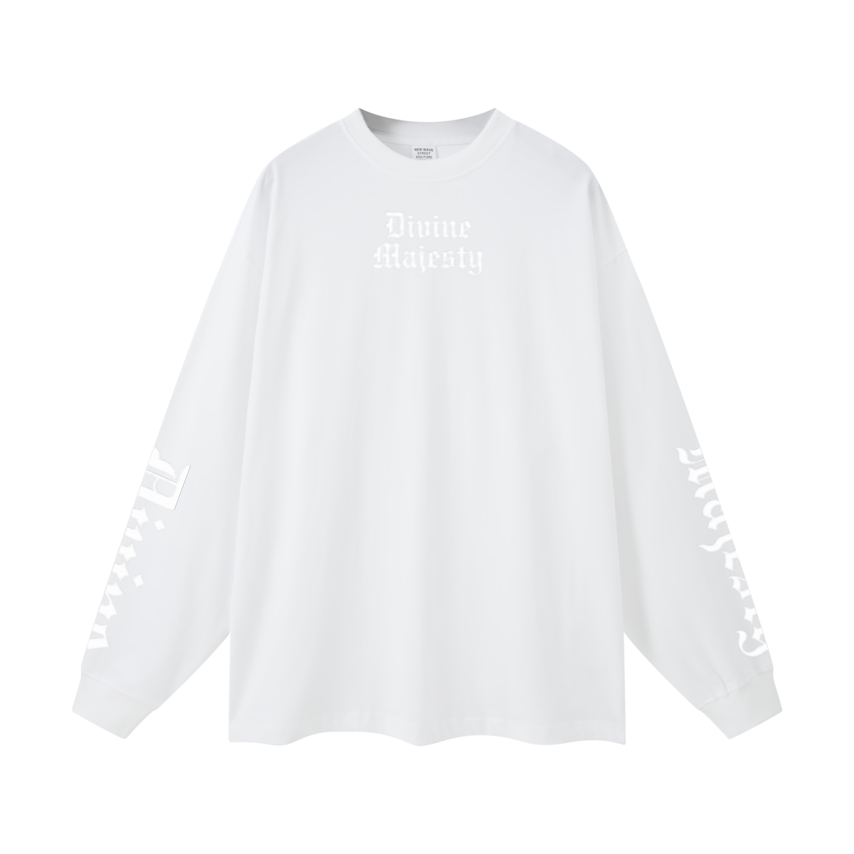305GSM Unisex Premium Heavyweight Double-Yarn Plain Fabric Earth-Tone Basic Layering Long sleeve White