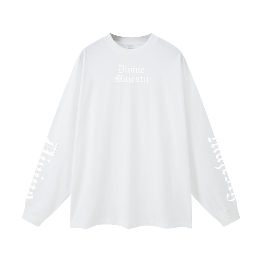 305GSM Unisex Premium Heavyweight Double-Yarn Plain Fabric Earth-Tone Basic Layering Long sleeve White