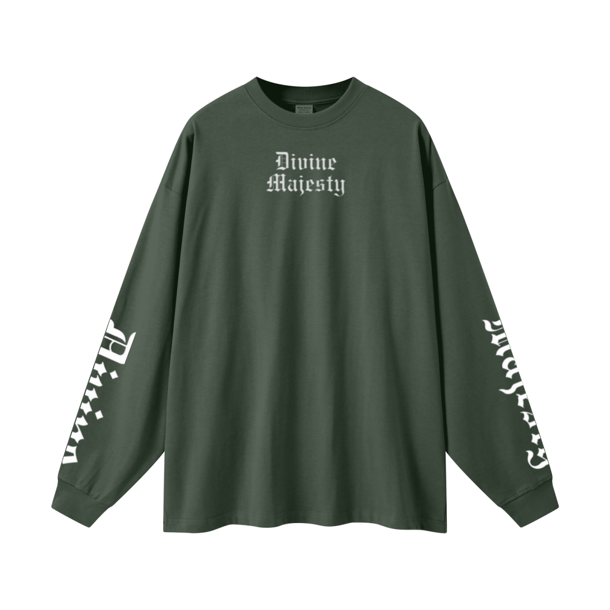 305GSM Unisex Premium Heavyweight Double-Yarn Plain Fabric Earth-Tone Basic Layering Long sleeve Dark Green