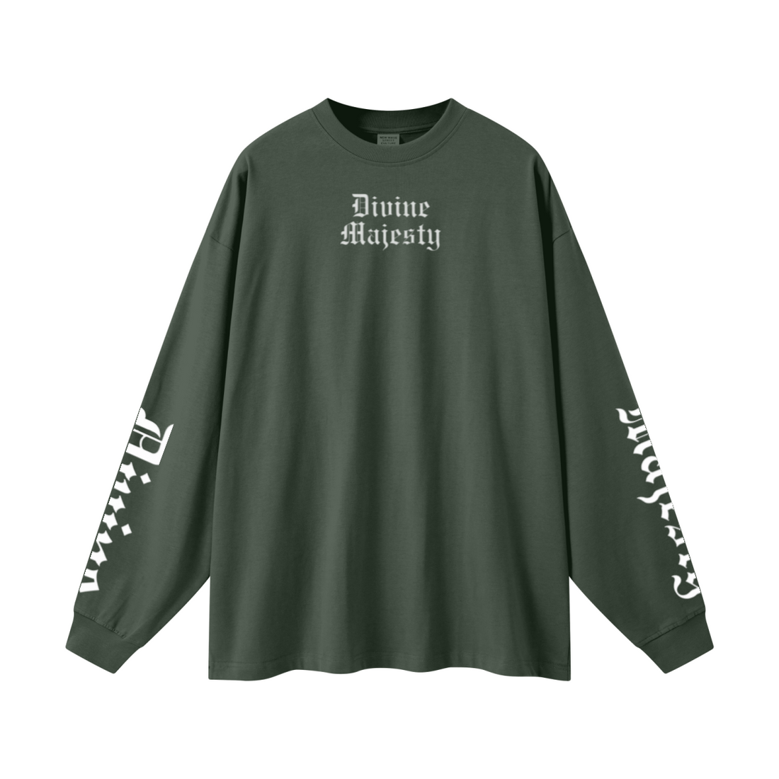 305GSM Unisex Premium Heavyweight Double-Yarn Plain Fabric Earth-Tone Basic Layering Long sleeve Dark Green