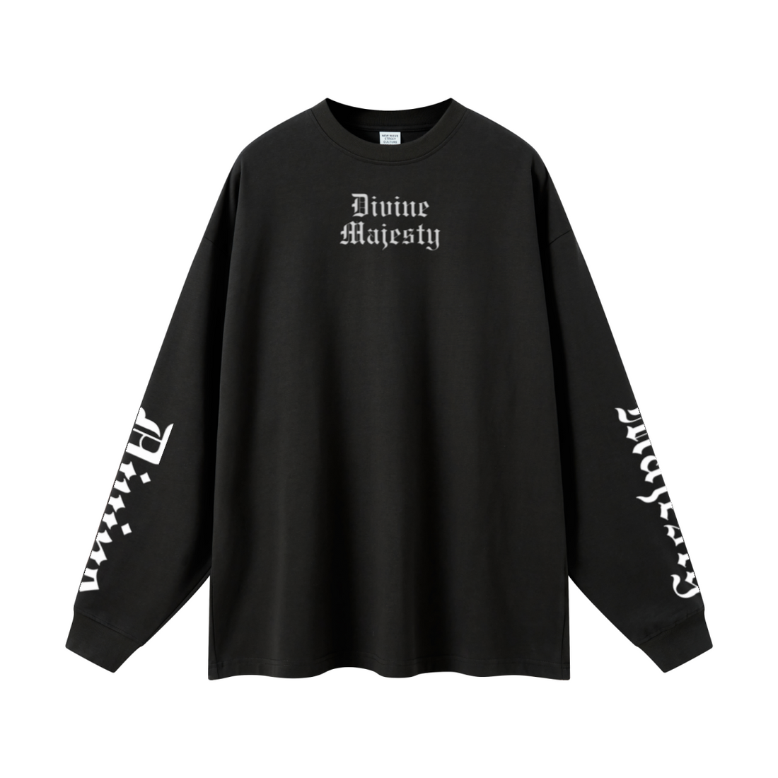305GSM Unisex Premium Heavyweight Double-Yarn Plain Fabric Earth-Tone Basic Layering Long sleeve Black