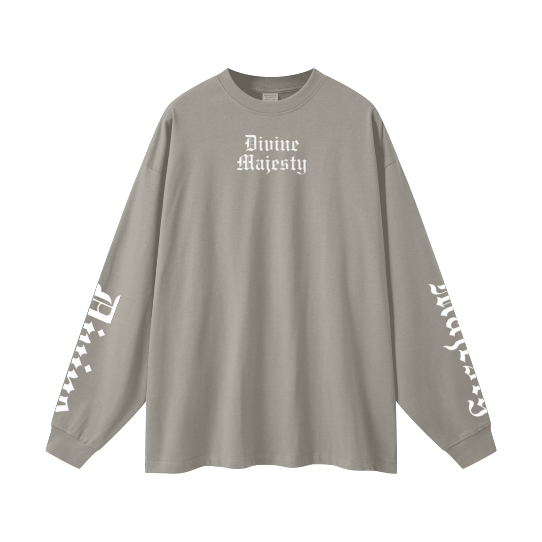 305GSM Unisex Premium Heavyweight Double-Yarn Plain Fabric Earth-Tone Basic Layering Long sleeve Grey Camel