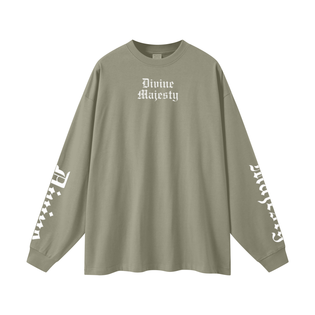 305GSM Unisex Premium Heavyweight Double-Yarn Plain Fabric Earth-Tone Basic Layering Long sleeve Grey Green
