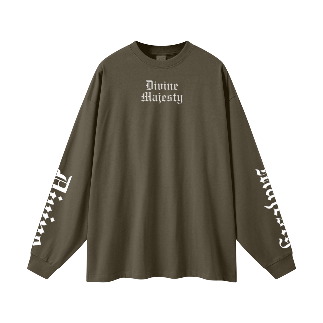 305GSM Unisex Premium Heavyweight Double-Yarn Plain Fabric Earth-Tone Basic Layering Long sleeve Brown