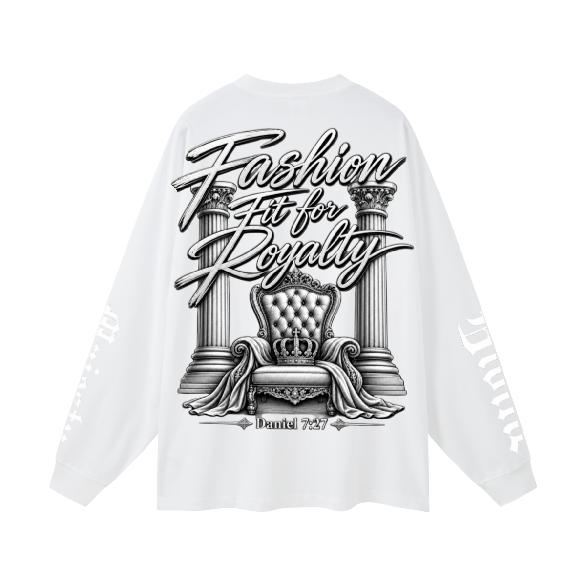 305GSM Unisex Premium Heavyweight Double-Yarn Plain Fabric Earth-Tone Basic Layering Long sleeve White