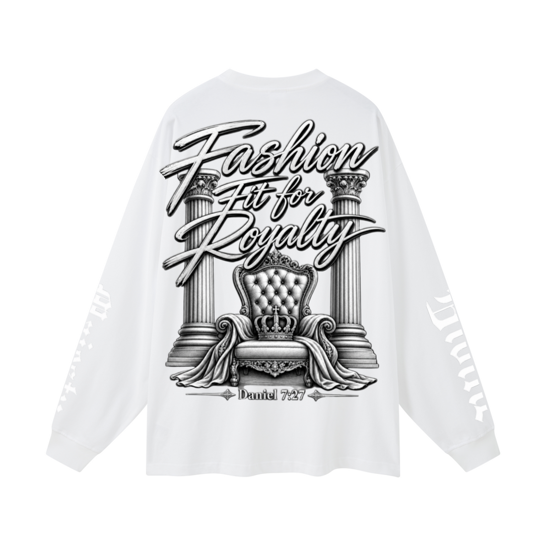 305GSM Unisex Premium Heavyweight Double-Yarn Plain Fabric Earth-Tone Basic Layering Long sleeve White