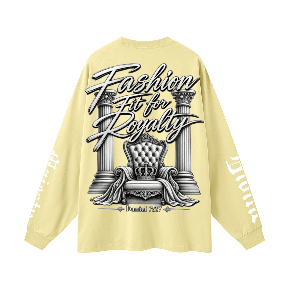 305GSM Unisex Premium Heavyweight Double-Yarn Plain Fabric Earth-Tone Basic Layering Long sleeve Yellow