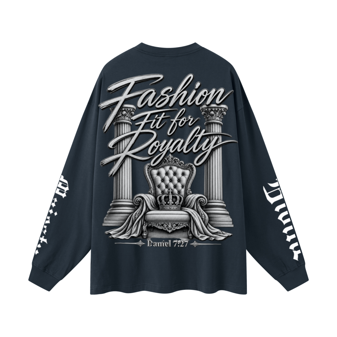 305GSM Unisex Premium Heavyweight Double-Yarn Plain Fabric Earth-Tone Basic Layering Long sleeve Navy Blue