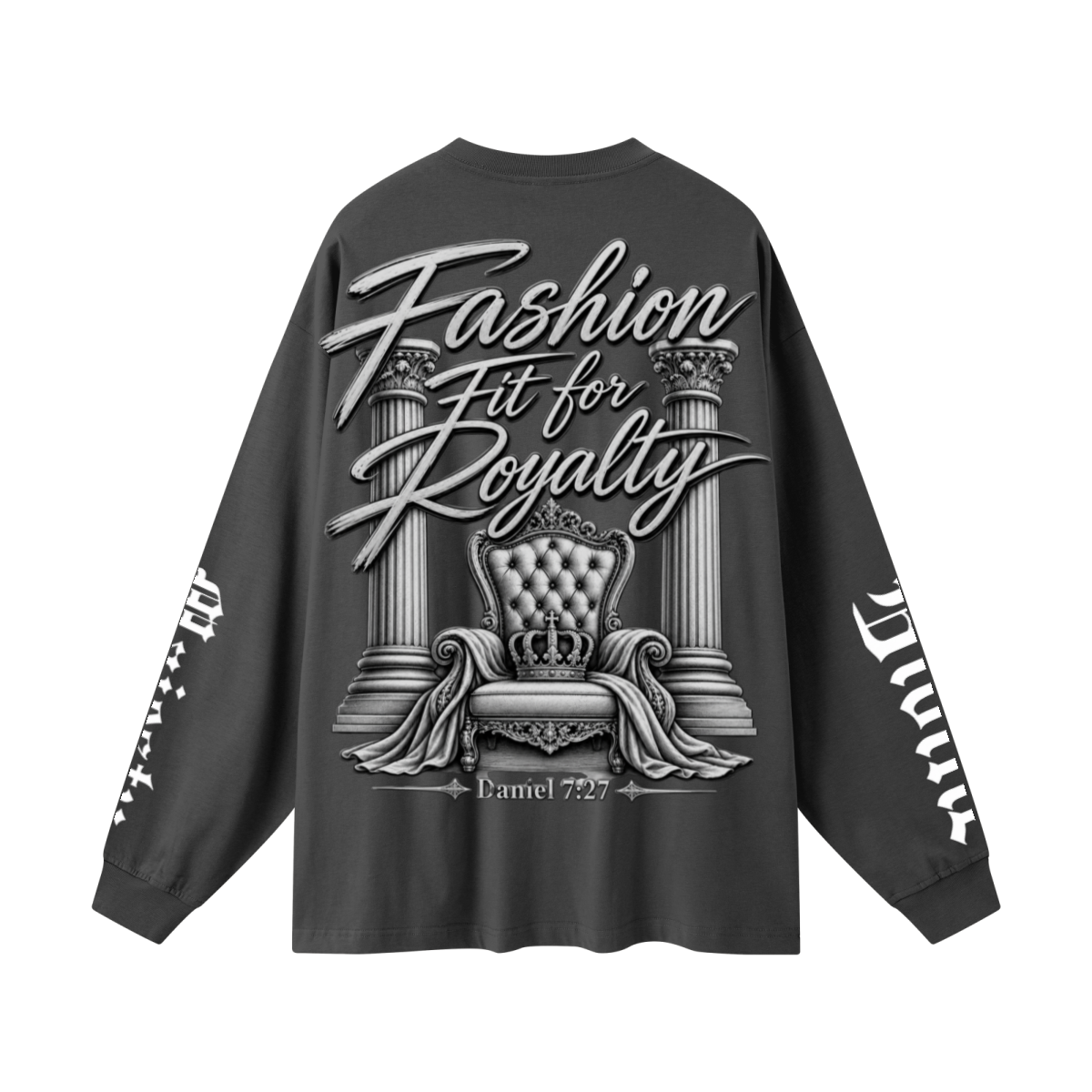 305GSM Unisex Premium Heavyweight Double-Yarn Plain Fabric Earth-Tone Basic Layering Long sleeve Carbon Grey