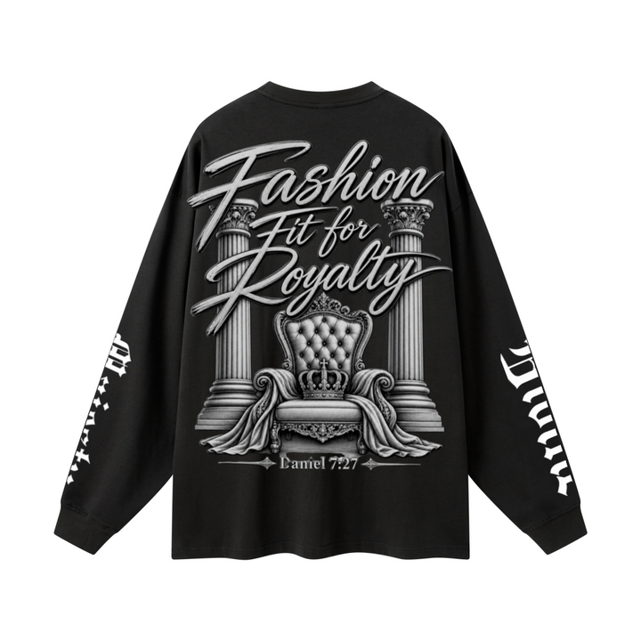 305GSM Unisex Premium Heavyweight Double-Yarn Plain Fabric Earth-Tone Basic Layering Long sleeve Black
